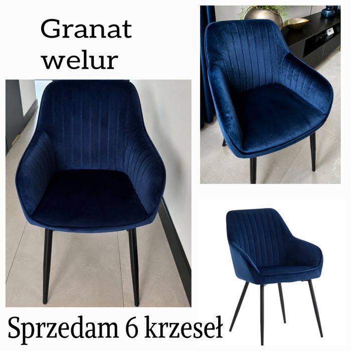 Krzesła welurowe 6 szt