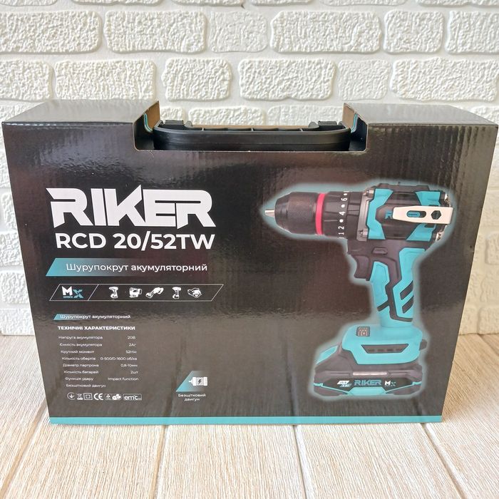 Шуруповерт акумуляторний Riker rcd 20/52tw (безщітковий, ударний)