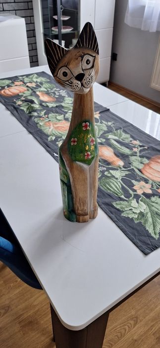 Kot figurka drewniana, rzeźba 55cm