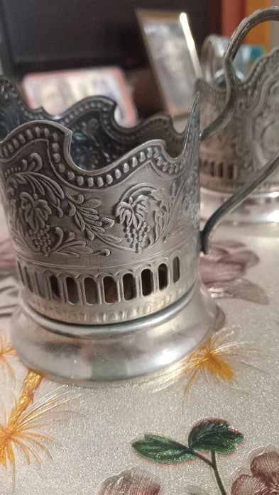 2  постаканника мельхиор и др.металл