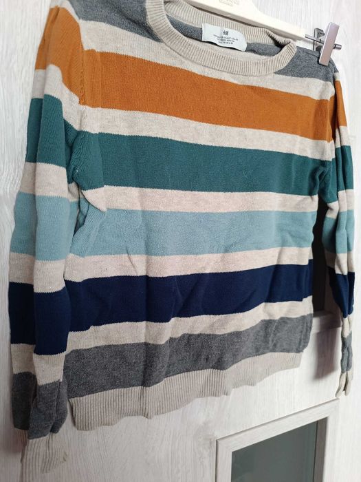 Sweter dla chłopca długi rękaw kolorowe paski H&M wzrost 122/128cm