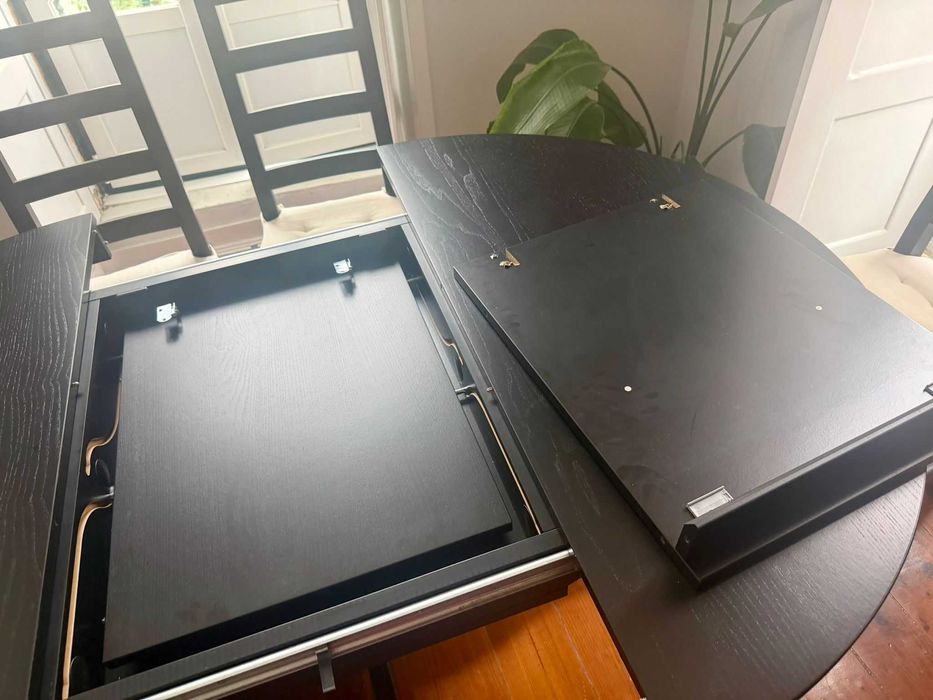 Mesa redonda IKEA extensível + conjunto de 6 cadeiras