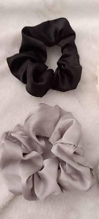Conjunto de 4 Scrunchies de Chiffon Neon Vintage - Elásticos para Rabo