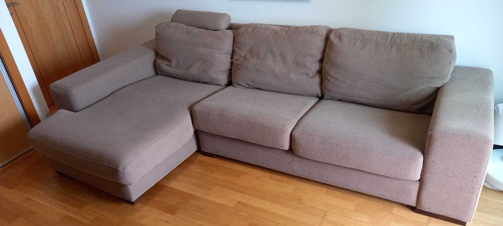Sofá GRANDFORT de 3 lugares com chaise longue, tecido lavável, suuuper-confortável!