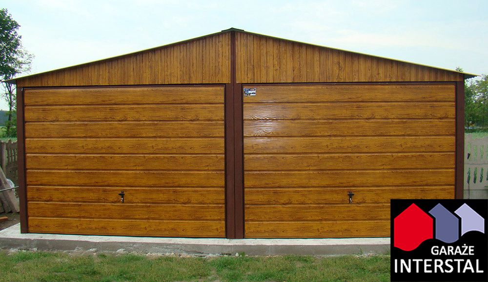 Garaże Blaszane PREMIUM PLUS Drewnopodobny 6x5 Garaż blaszany Blaszak