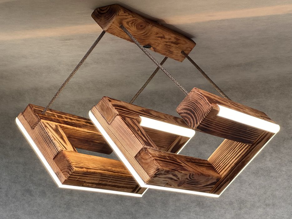 Люстра з дерева для кухні  LED Loft