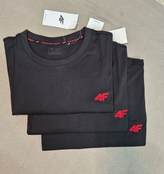Koszulki 4f czarne zestaw 4xl