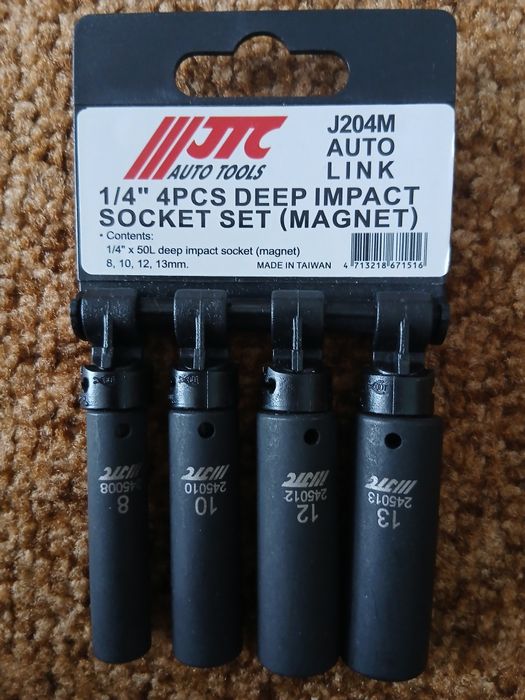 JTC Набір головок ударних глибоких магнітних 1/4" 6гр. 4од..