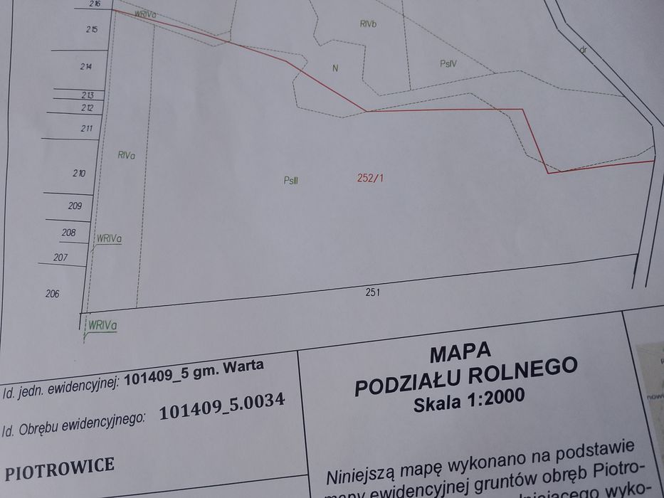 Grunt Ziemia rolna działka Piotrowice gmina Warta 3.08 ha