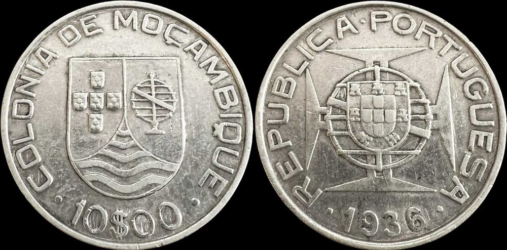 10 Escudos - 1936 - Moçambique (Prata)