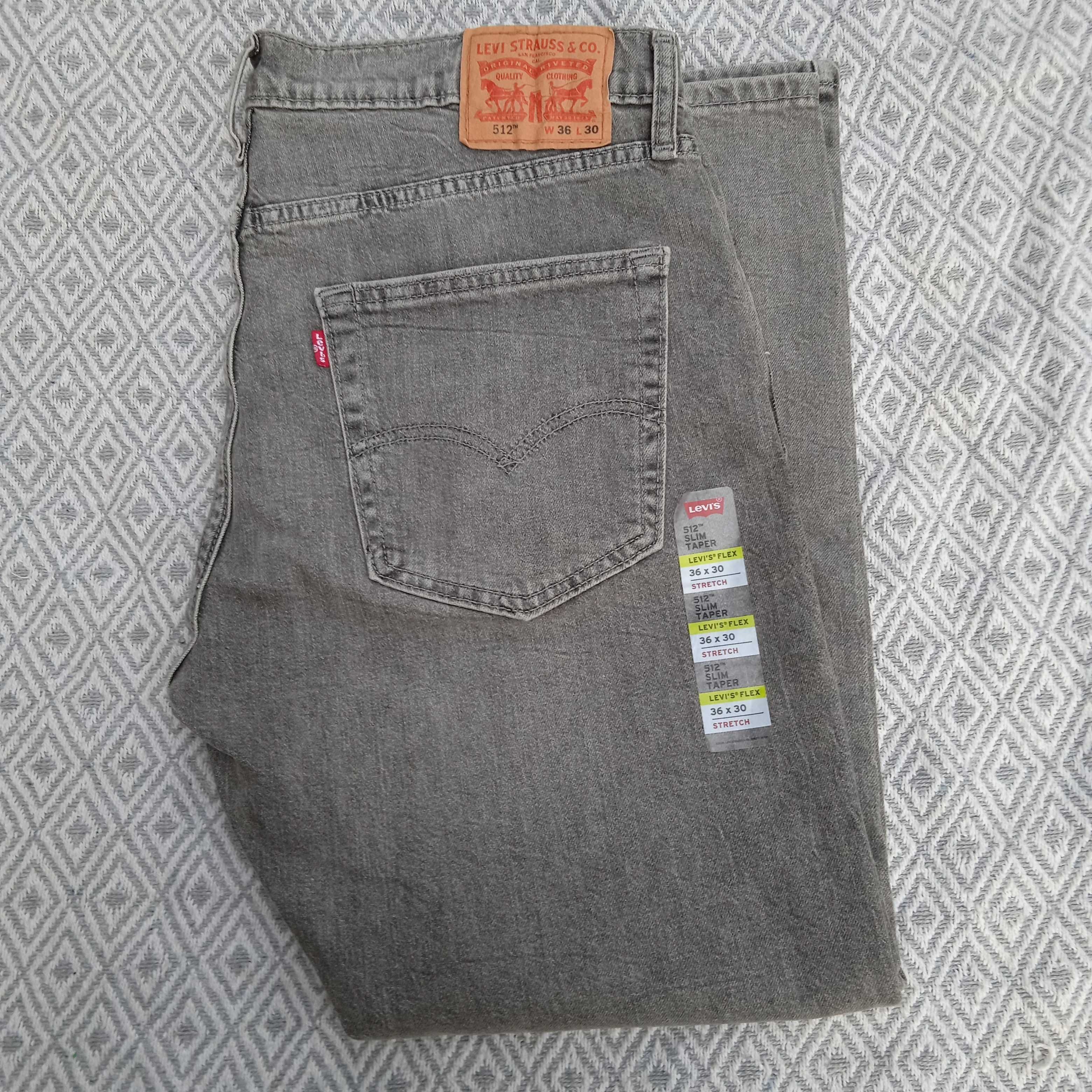 Levis 512 Slim Taper Nowe szare spodnie jeansy W36 L30 Brwinów • 