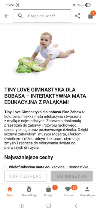 Mata edukacyjna Tiny Love dla dziecka