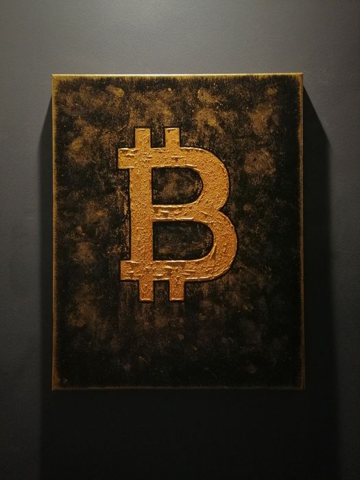 Obraz Bitcoin ręcznie malowany
