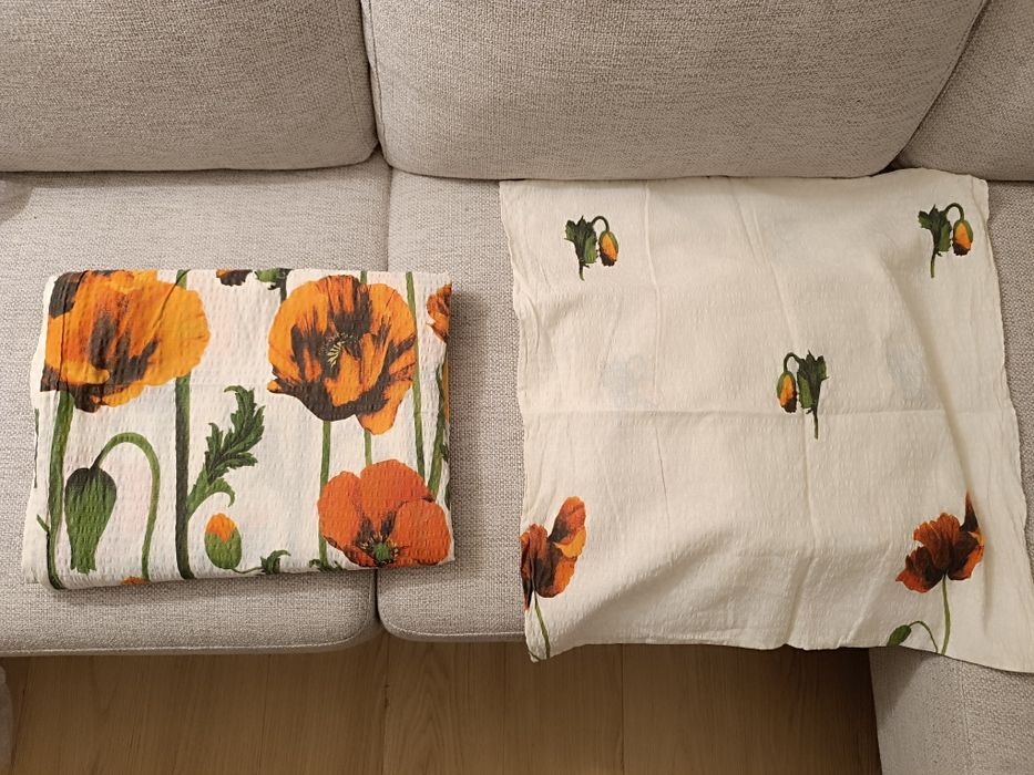 Conjunto de Cama Casal – Padrão Botânico Papoilas (Estilo V