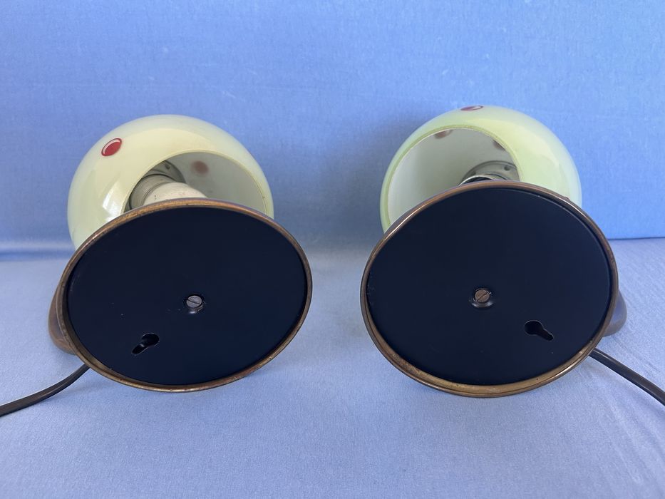 Lampka nocna art deco zielony klosz szklana kula kinkiet kpl. 2 szt.