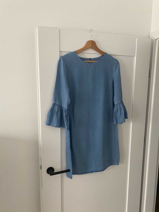 Zara błękitna sukienka lyocell 36 S