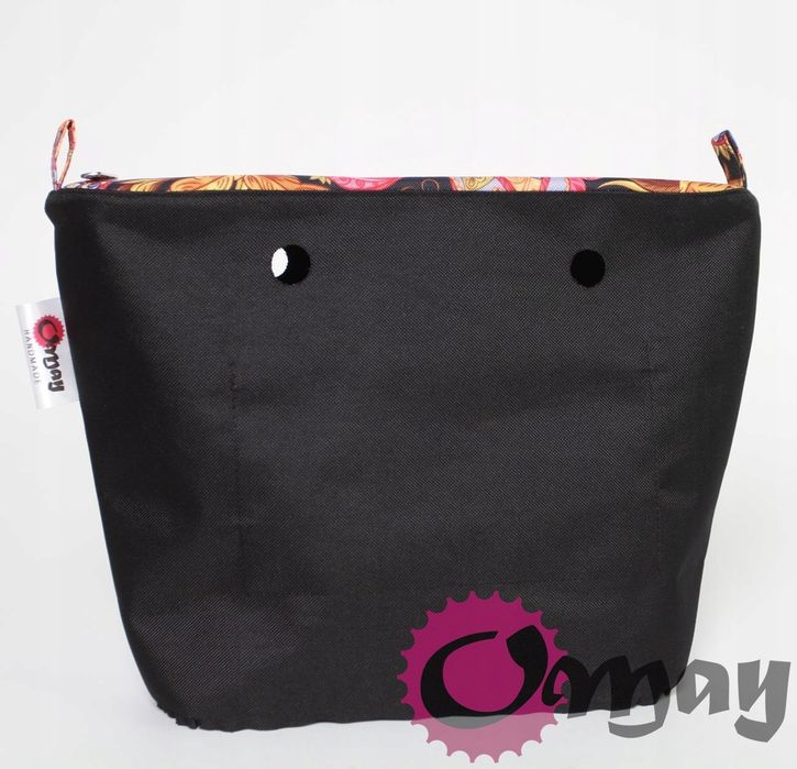 CZARNY organizer OBAG MINI +OPASKA orient 2 kieszenie wkład OMAY