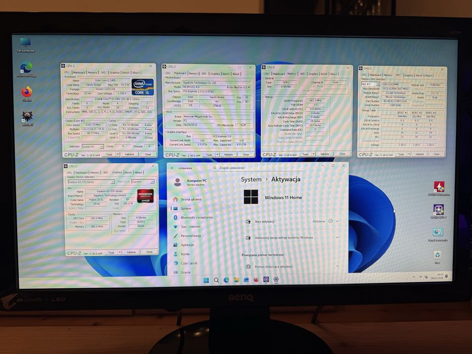 Komputer Gamingowy Intel I5, Radeon RX 570, 8GB, 256GB SSD, Windows 11