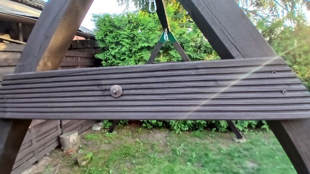 Huśtawka ogrodowa drewniana nowy impregnat  bocianie gniazdo