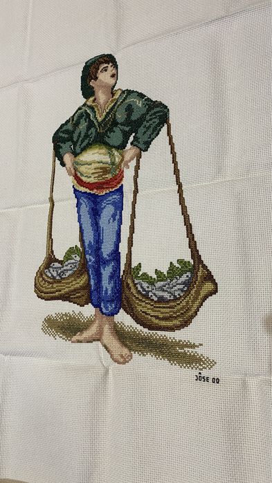 Hand-embroidered Cross-Stitch Picture – Antiques
