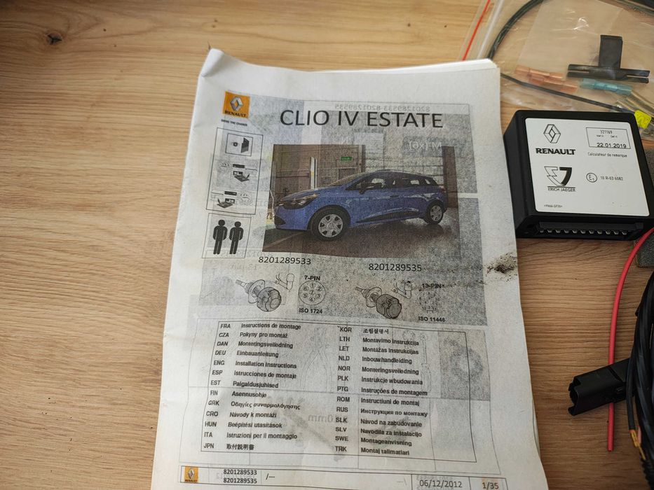 Wiązka Haka Holowniczego Renault Clio IV 4 Estate 8201289533 Oryginał OE Nowa