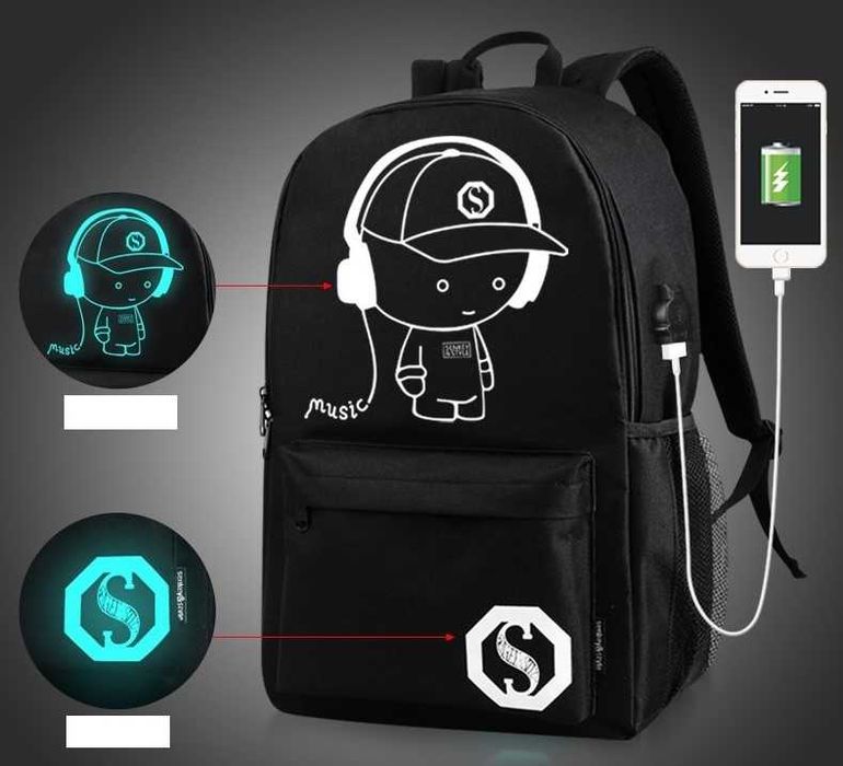 Школьный РЮКЗАК с подсветкой!   Портфель 2в1 з навушниками!