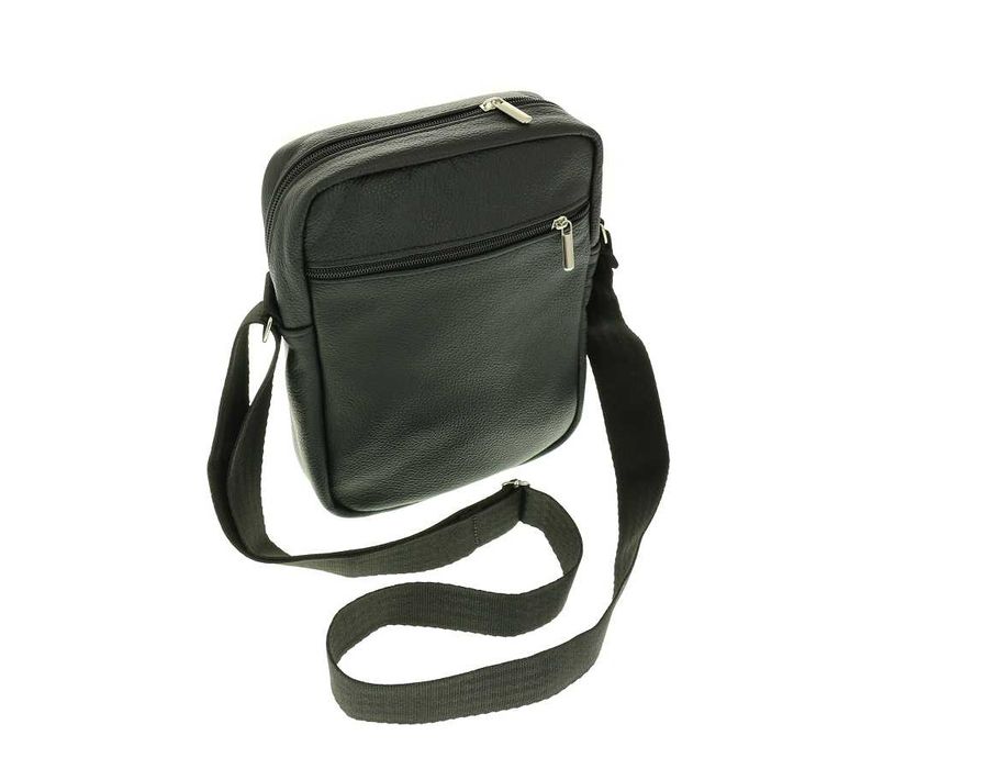 Skórzana saszetka męska torba na ramie listonoszka PL PRODUCENT czarna