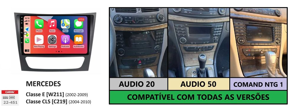 (NOVO) Rádio 2DIN 9" [4+64GB]• Mercedes Classe E (E220) • Android W211