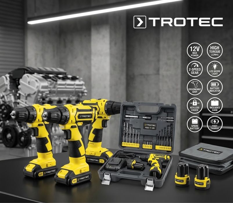 Дриль-шурупокрут акумуляторний Trotec PSCS 11-12V + кейс