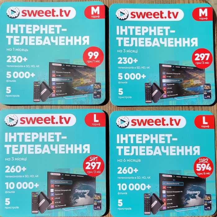 Sweet tv промокоды M, L на 1,3,6 мес