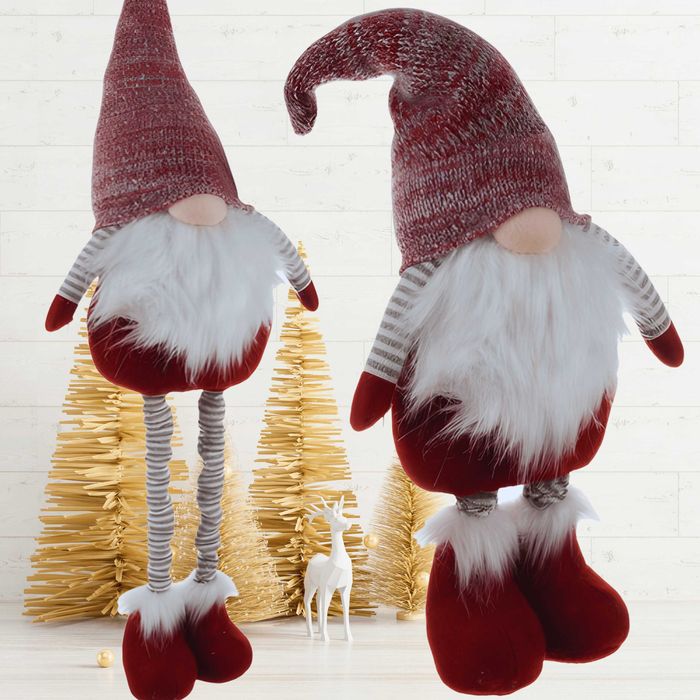 SKRZAT Krasnal Gnom ŚWIĄTECZNY Teleskopowy Mikołaj Stojący Duży 115cm