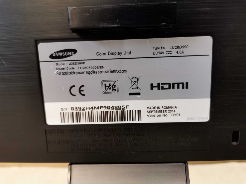 Монітор Samsung / 28" - 3840x2160 (4K UltraHD) - TN / HDMI