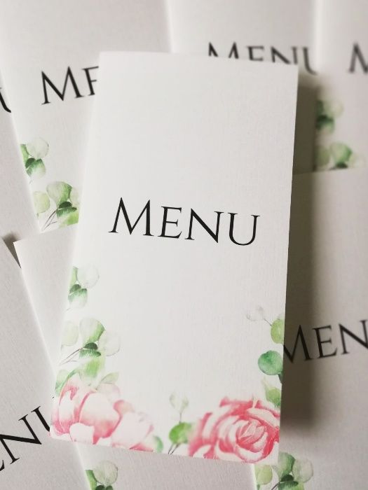 Menu weselne z motywem piwonii piwonie