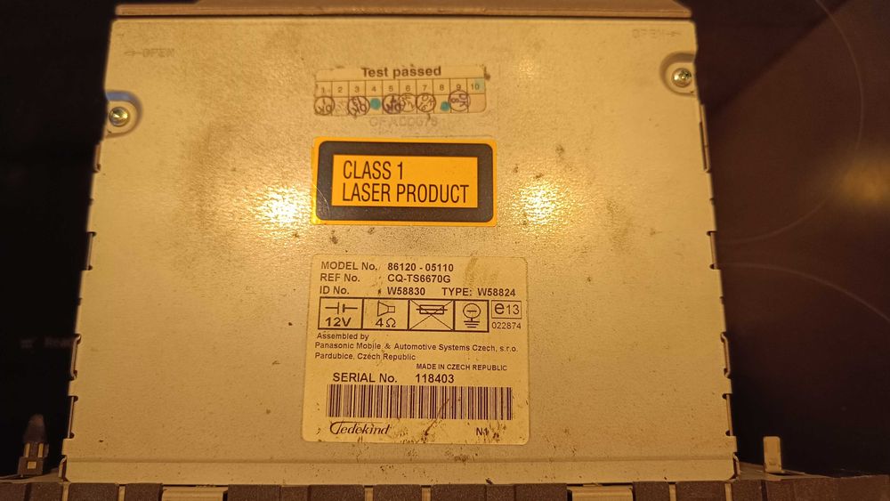 Radio Toyota Avensis T25 MP3 WMA Panasonic 2DIN oryginał