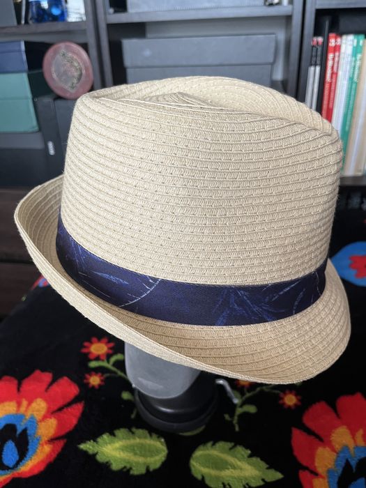Słomkowy kapelusz męský Pier One Fedora / Panama L beżowy z wstążką