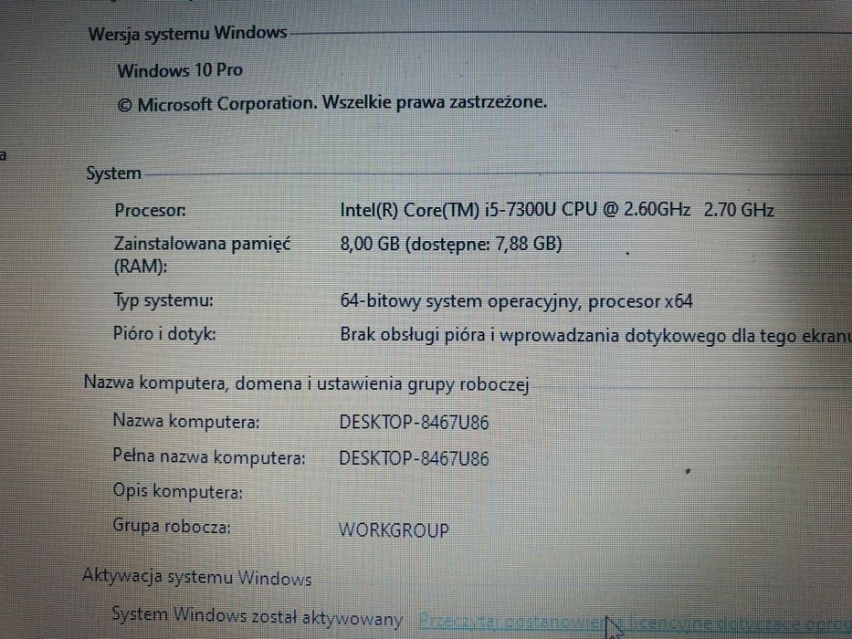 Laptop dell 5480 i5 7gen 8gb ram gb 256ssd win10pro