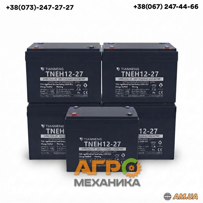 Комплект графенових AGM акумуляторів Tianneng 60V 27Ah — 5×12V