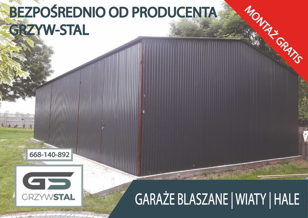 Garaż blaszany Garaże Blaszane -Magazyn Wiata-Hala Stalowa – GRZYWSTAL