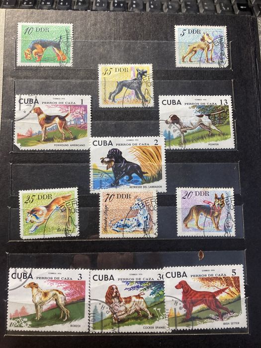 Марки поштові породи собак  ddr cuba 1976 рік