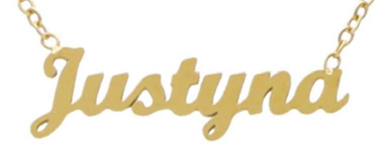 Nowa Złota Celebrytka Stal Chirurgiczna 316L Imię Justyna