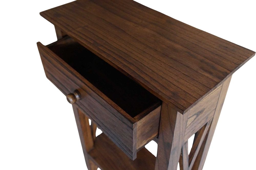 Drewniana konsolka z szufladką 80 cm vintage