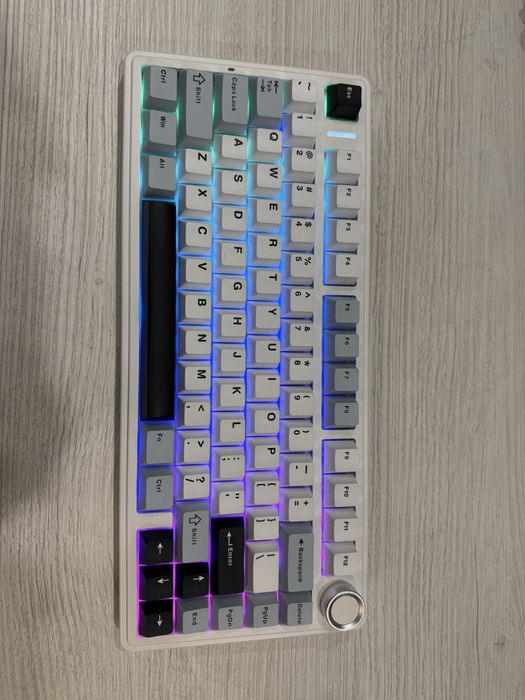 Aula F75 !ГАРАНТІЯ! синьо чорно біла клавіатура RGB нова ТОП
