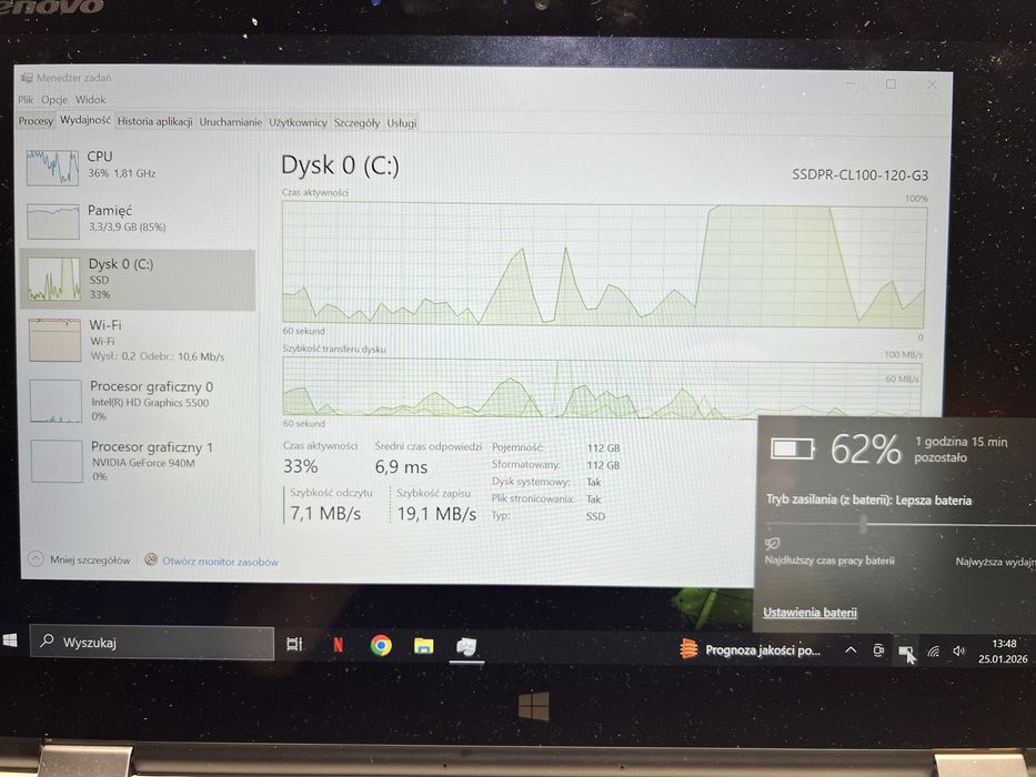Lenovo 80JH 2w1 dotyk | i5-5200U | 940M | SSD 120GB | Win org