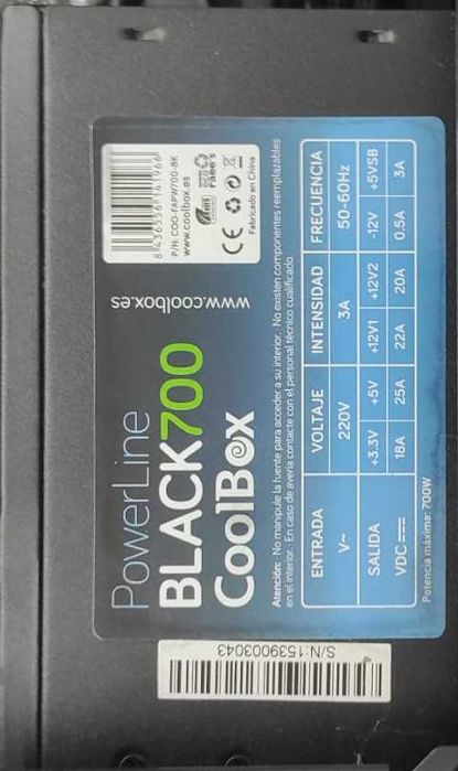 Fonte de Alimentação CoolBox PowerLine Black700 700W – Ventoinha Azul