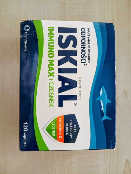 Iskial Immuno Max + Czosnek 120 kapsułek odporność tran czosnek wit D3