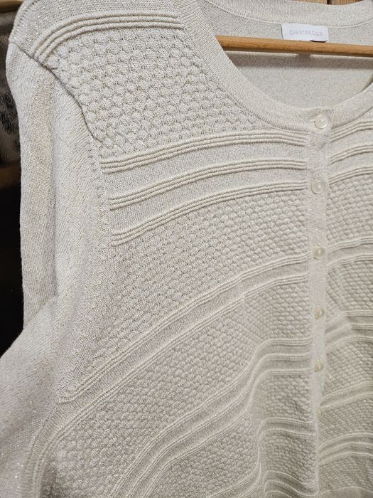 Nowy sweterek beżowy że złota nitka 2xl (44-46)