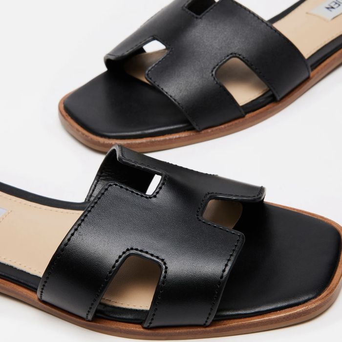 Жіночі шльопки тапки Steve Madden Hadyn Black Leather ОРИГІНАЛ