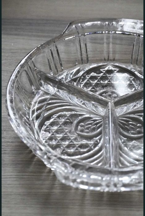 Kryształowy półmisek talerz do serwowania PRL retro vintage