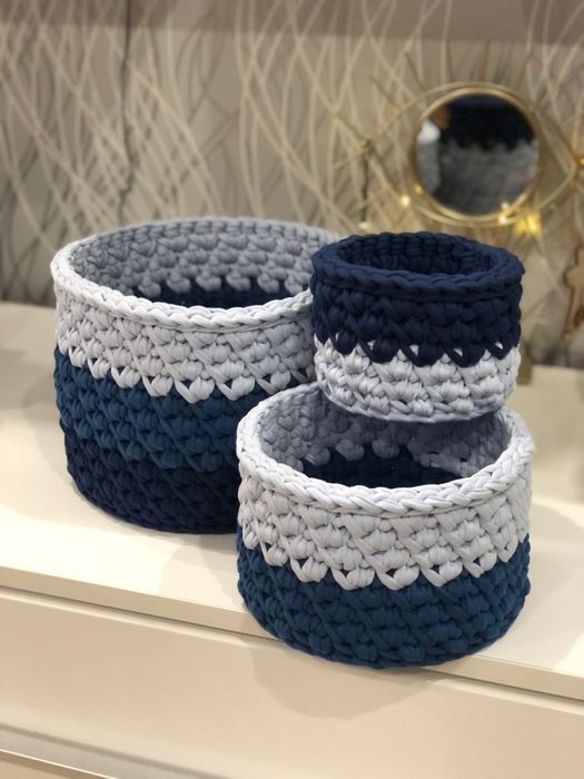 Корзинки из трикотажной пряжи