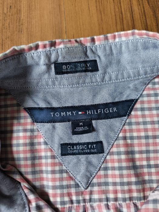 Tommy Hilfiger koszula męska w kratkę M krótki rękaw czerwona biała